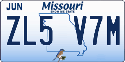 MO license plate ZL5V7M