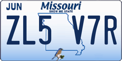 MO license plate ZL5V7R