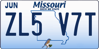MO license plate ZL5V7T