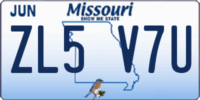 MO license plate ZL5V7U