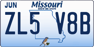 MO license plate ZL5V8B
