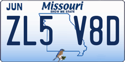 MO license plate ZL5V8D