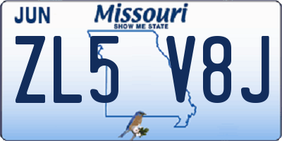 MO license plate ZL5V8J