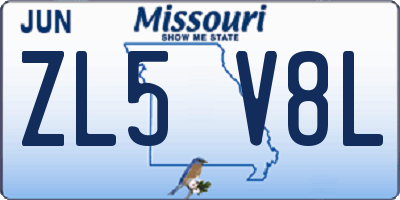 MO license plate ZL5V8L