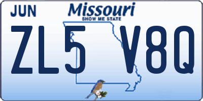 MO license plate ZL5V8Q
