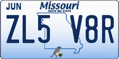MO license plate ZL5V8R