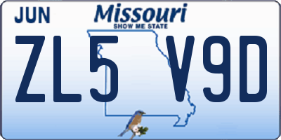MO license plate ZL5V9D