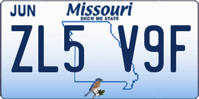 MO license plate ZL5V9F
