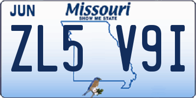 MO license plate ZL5V9I