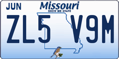 MO license plate ZL5V9M