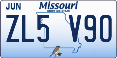 MO license plate ZL5V9O