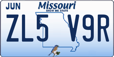MO license plate ZL5V9R