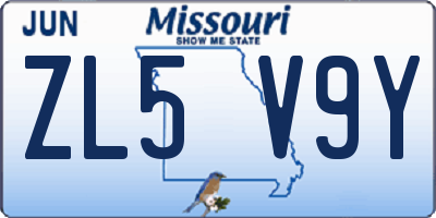 MO license plate ZL5V9Y