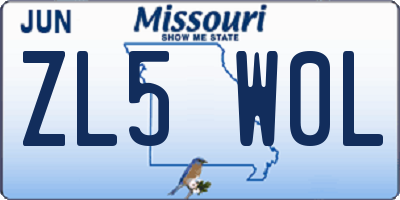 MO license plate ZL5W0L