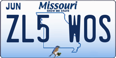 MO license plate ZL5W0S