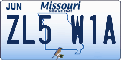MO license plate ZL5W1A