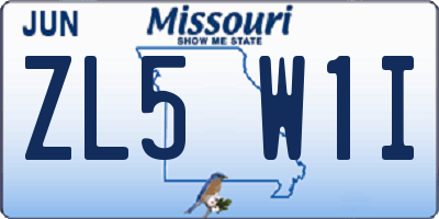 MO license plate ZL5W1I