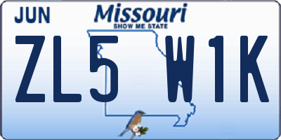 MO license plate ZL5W1K