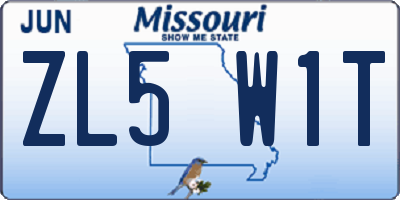 MO license plate ZL5W1T