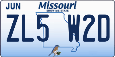 MO license plate ZL5W2D