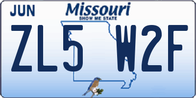MO license plate ZL5W2F