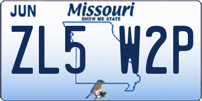 MO license plate ZL5W2P