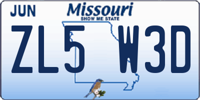 MO license plate ZL5W3D