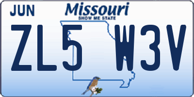 MO license plate ZL5W3V