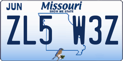 MO license plate ZL5W3Z
