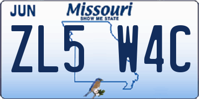 MO license plate ZL5W4C