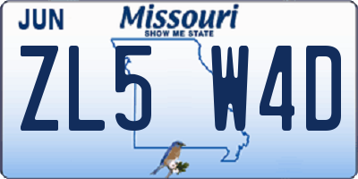 MO license plate ZL5W4D