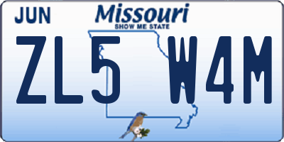 MO license plate ZL5W4M