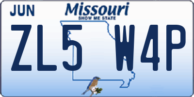 MO license plate ZL5W4P
