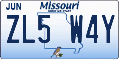 MO license plate ZL5W4Y
