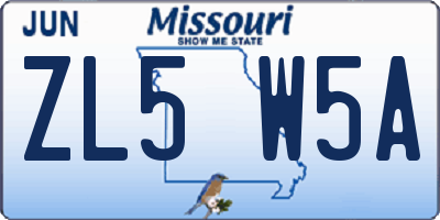 MO license plate ZL5W5A