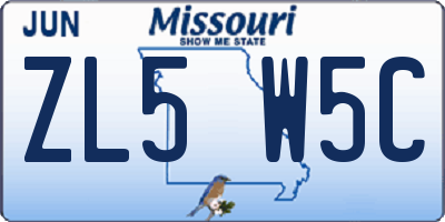 MO license plate ZL5W5C