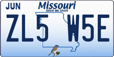 MO license plate ZL5W5E
