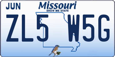 MO license plate ZL5W5G