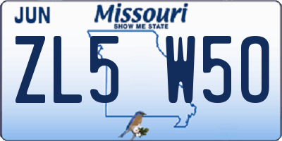 MO license plate ZL5W5O
