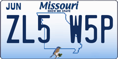 MO license plate ZL5W5P