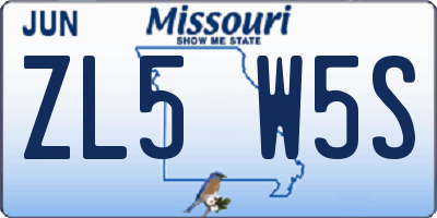 MO license plate ZL5W5S