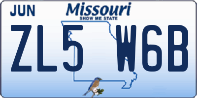 MO license plate ZL5W6B