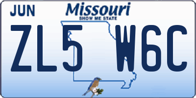 MO license plate ZL5W6C