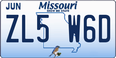 MO license plate ZL5W6D