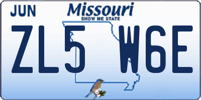 MO license plate ZL5W6E