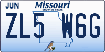 MO license plate ZL5W6G