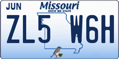 MO license plate ZL5W6H