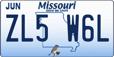 MO license plate ZL5W6L