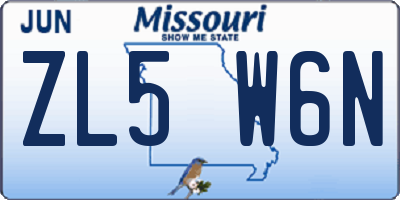 MO license plate ZL5W6N