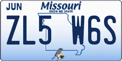 MO license plate ZL5W6S